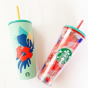 Starbucks Teal/Mint Hibiscus Tumbler Bundle